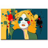 Painting by Numbers Art Blonde Woman with Colorful Blobs of Paint